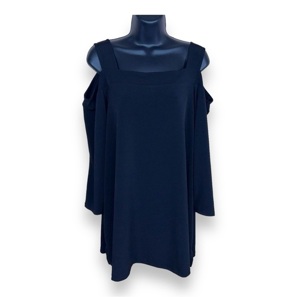 SIZE 22/24 WOMAN WITHIN BLACK STRETCH BLOUSE GOTH CUTOUT ACCENT PLUS - Picture 1 of 12